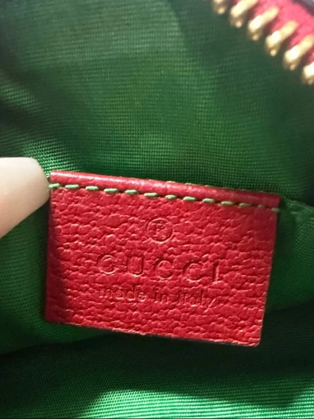 Gucci Beige GG Canvas Cosmetic Pouch with Red Trim and Gold Hardware